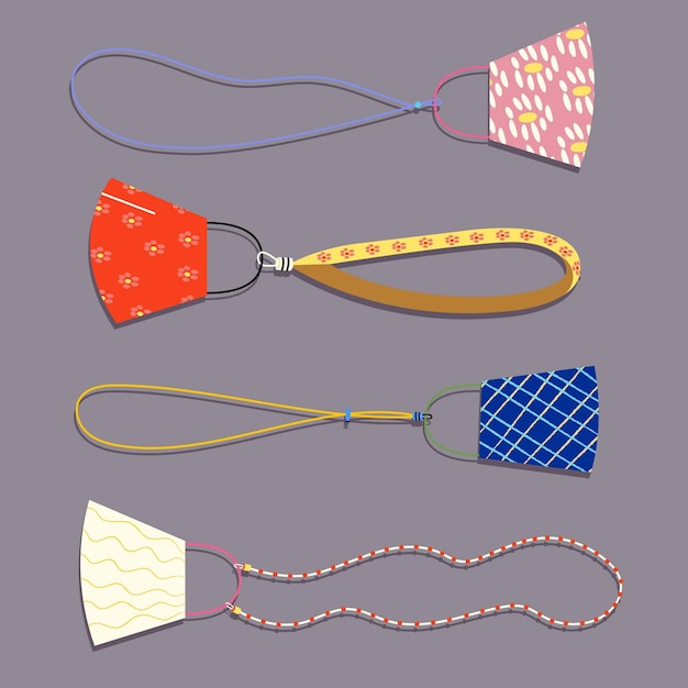 Drawn collection of face mask lanyard