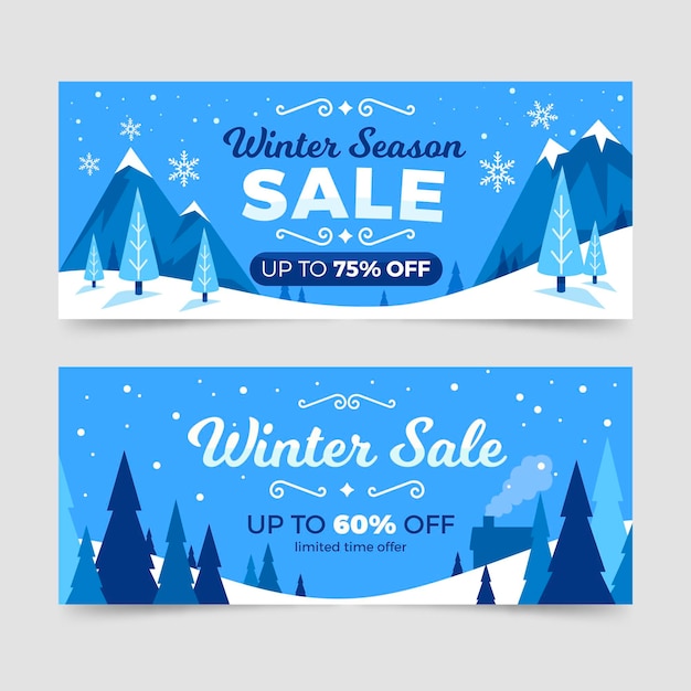 Drawn winter sale banners collection