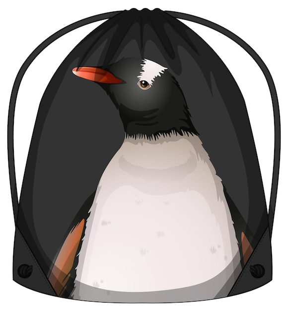 Drawstring backpack with penguin pattern