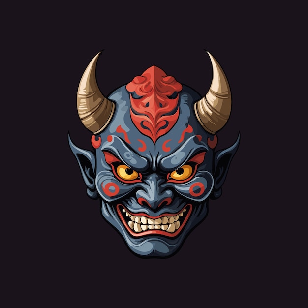 Dreadful Horned Black Hannya Mask