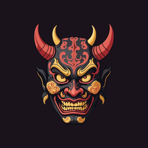 Vector dreadful samurai hannya mask vector