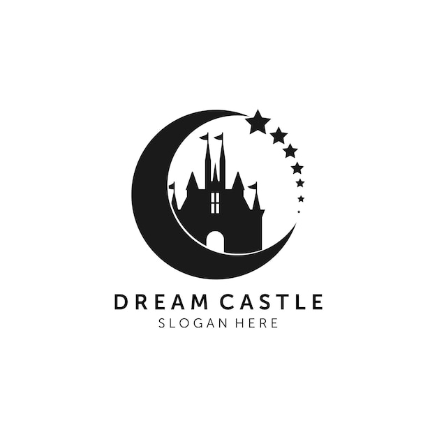 Dream castle silhouette logo illustration vector template design