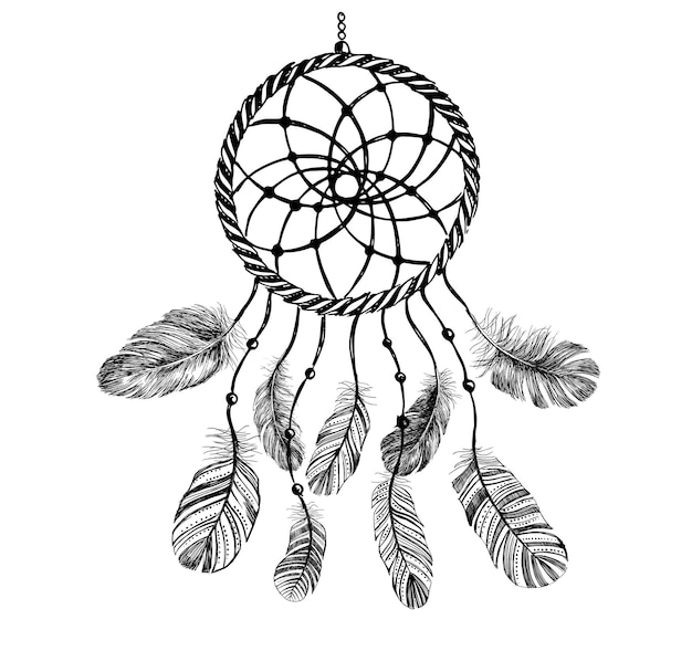 Dream Catcher, hand drawn illustration.