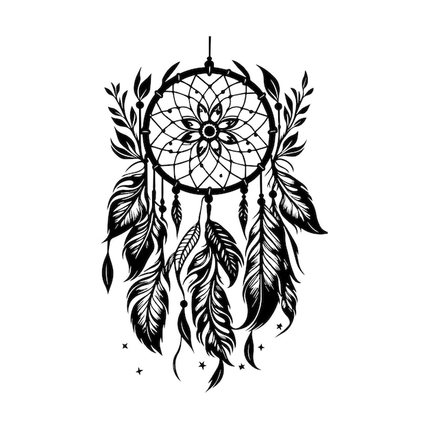 dream catcher waver line art hand drawn illustration