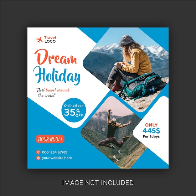 Dream holiday social media post template