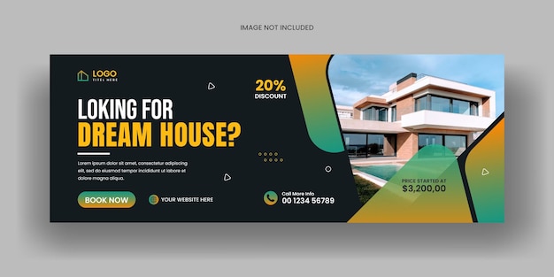 Dream home for sale real estate facebook timeline cover template and social media web banner layout