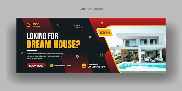 Dream home for sale real estate facebook timeline cover template and social media web banner layout