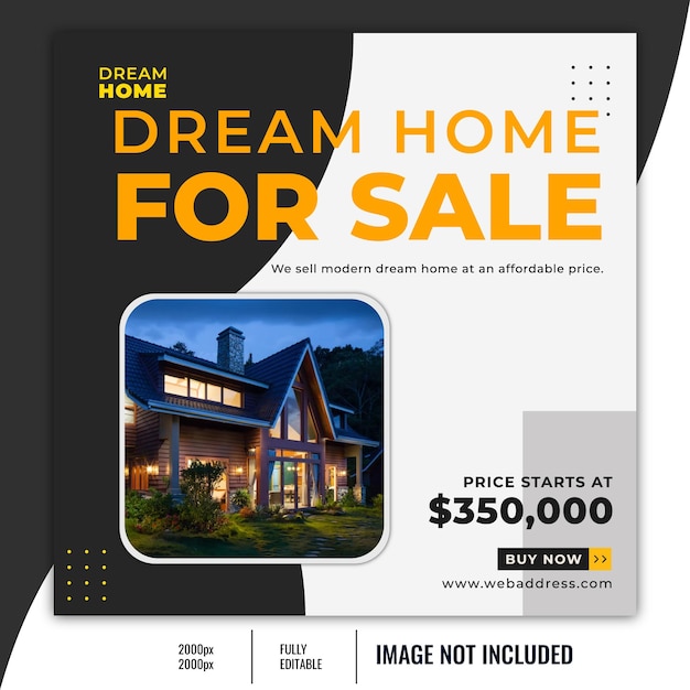 Dream home for sale social media post design