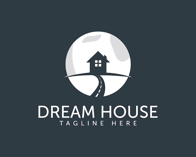 Dream house negative space vector illustration