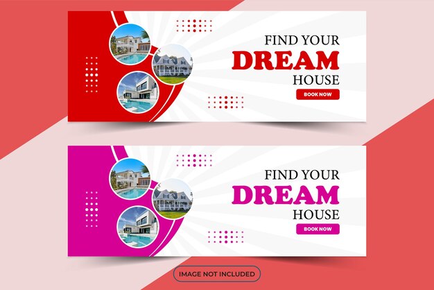 Vector dream house real estate banner template and facebook cover vector design