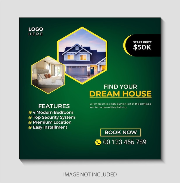 Dream house sale social media post template design