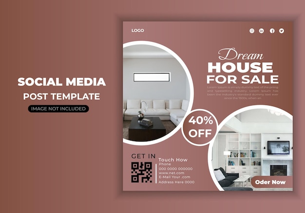 Dream house social media post design template