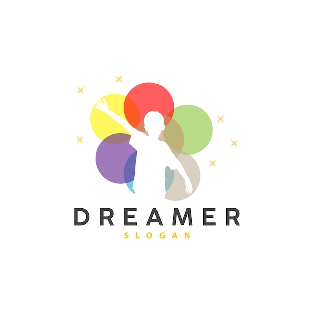 Dream Logo Kid Dream Inspirational Design Vector Reaching Star Fun Learning Kids Dream Logo Templet