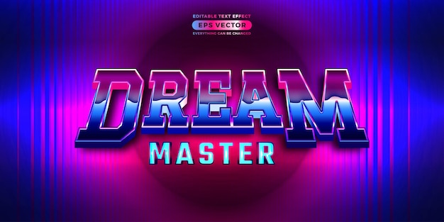 Dream master editable text style effect in retro look design with experimental background ideal for poster flyer logo social media post and banner template promotion