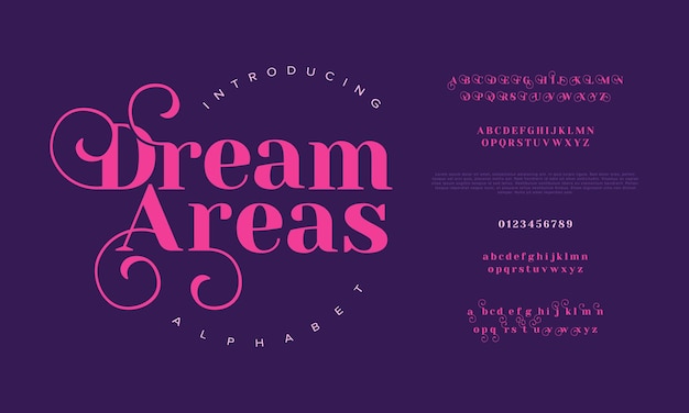 Dream premium luxury elegant alphabet letters and numbers Elegant wedding typography classic serif