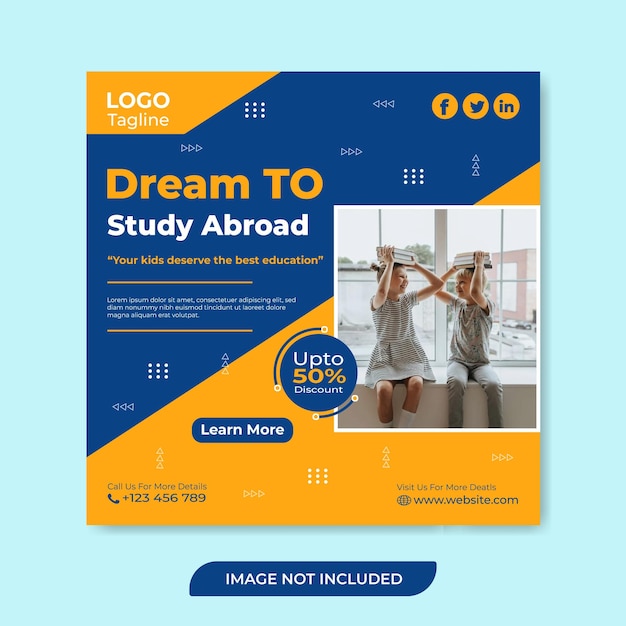 Dream to study Abroad Social Media Post Template