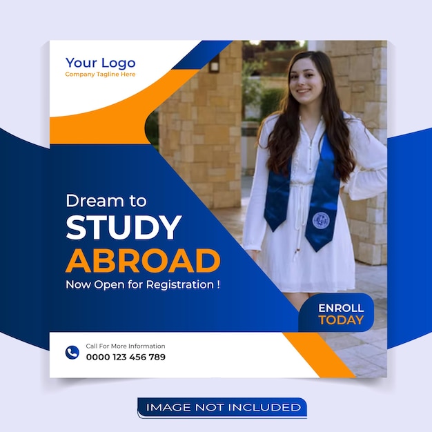 Dream to study abroad social media post template