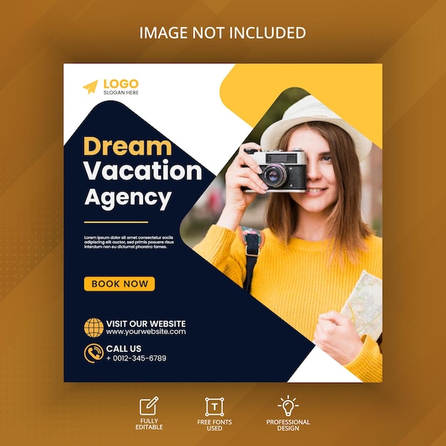 Dream travel holiday social media post banner