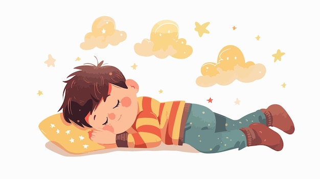 Dreaming Little Guy in Mixed Media Flat Style Vector Illustration