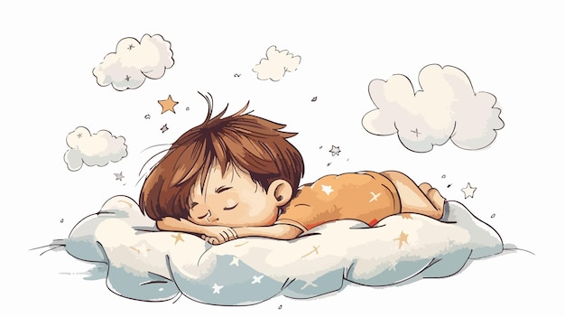 Dreaming Little Guy in Mixed Media Handdrawn Vector Illustration