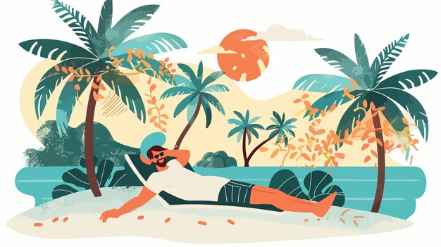 Vector dreaming for vacation mixed media flat vector illustration