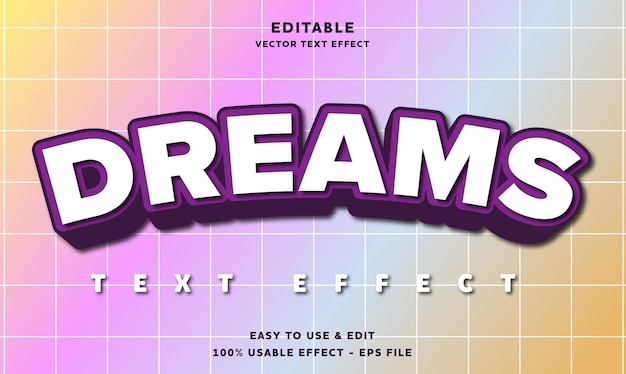 dreams editable text effect with modern and simple style