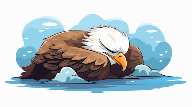 Dreamy Cartoon Illustration of a Baby Bald Eagle