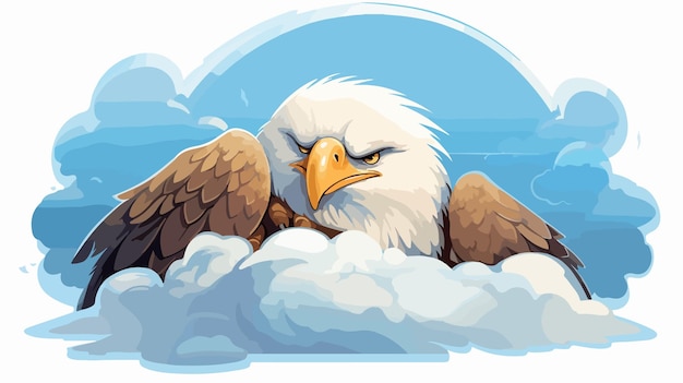 Dreamy Cartoon Illustration of a Baby Bald Eagle