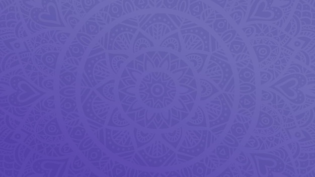 Dreamy gradient wallpaper with mandala pattern. Vector background for yoga, meditation poster. Veri peri color of the year 2022.