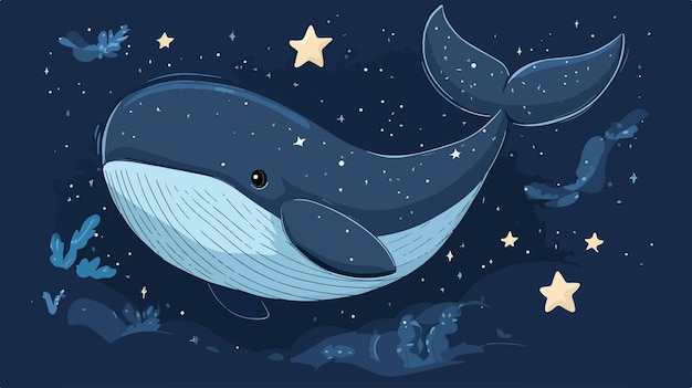 Vector dreamy whale vector illustration for children