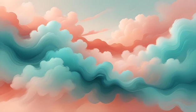 Vector a dreamy and whimsical illustration of a sky filled with pink and blue clouds creating a sense of peace and tranquility