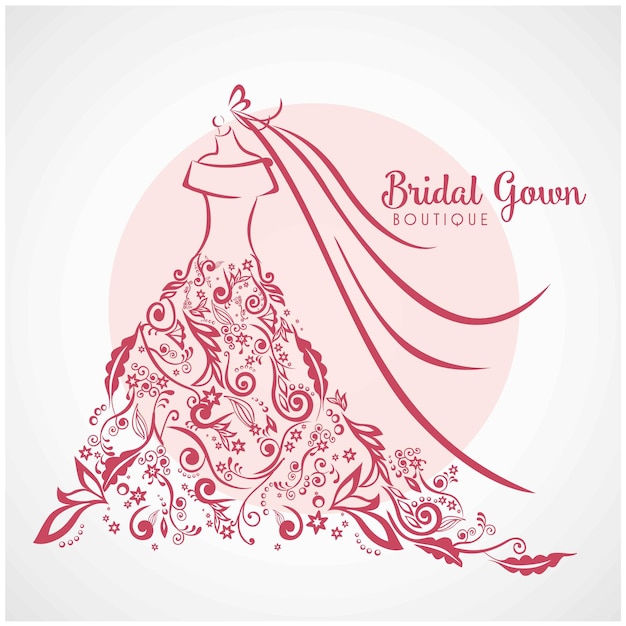 Dress Boutique Bridal Floral Logo Template Illustration Design Vector