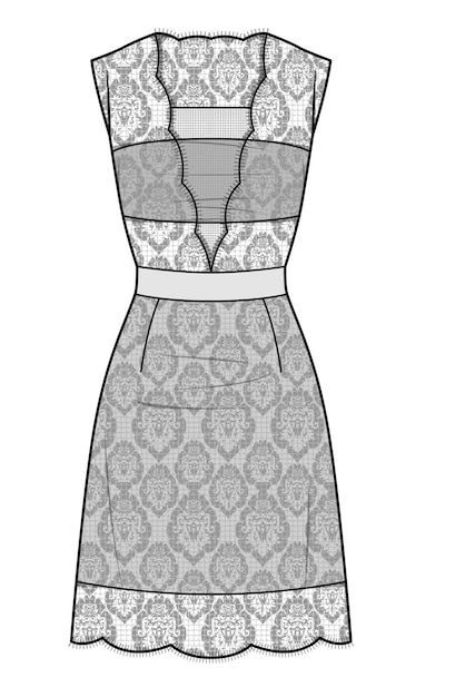 Dress design drawing and illustration