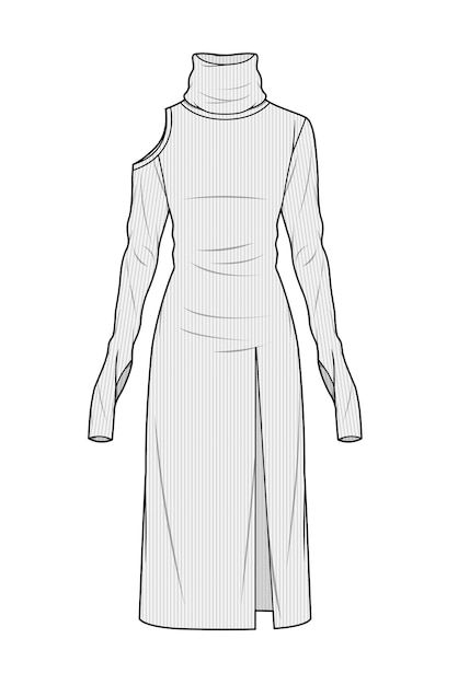 Vector dress design drawing and illustration