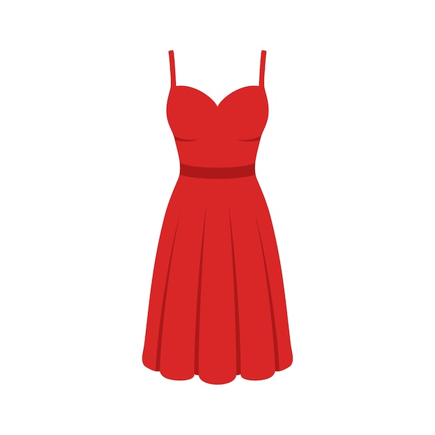 Dress in flat style woman clothing silhouette apparel evening and cocktail dress icon vector