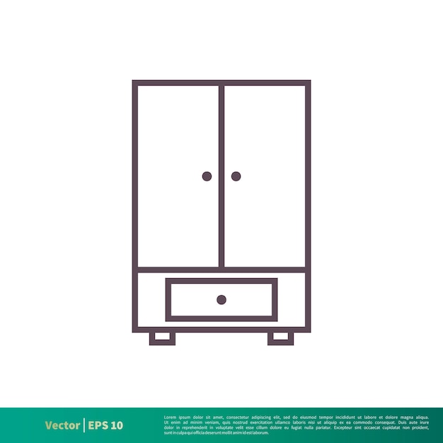 Dresser Cabinet Furniture Interior Icon Vector Logo Template Illustration Design Vector EPS 10