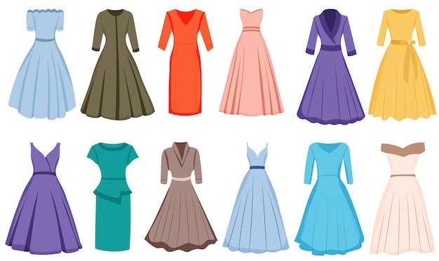 Dresses set in flat style style vector