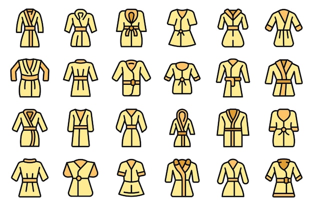 Dressing gown icons set vector flat