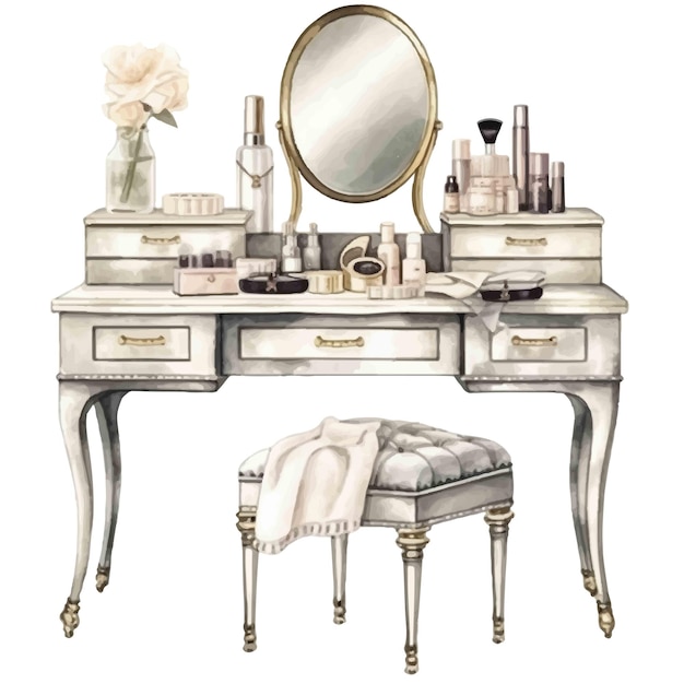 Vector dressing table watercolor illustration