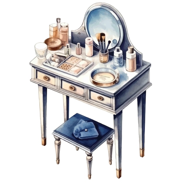 Vector dressing table watercolor illustration