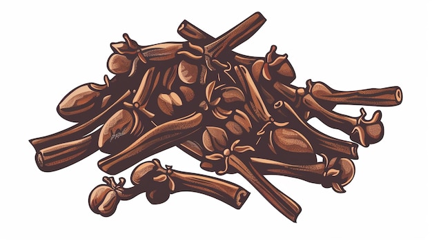 Vector dried cloves lined vector illustration