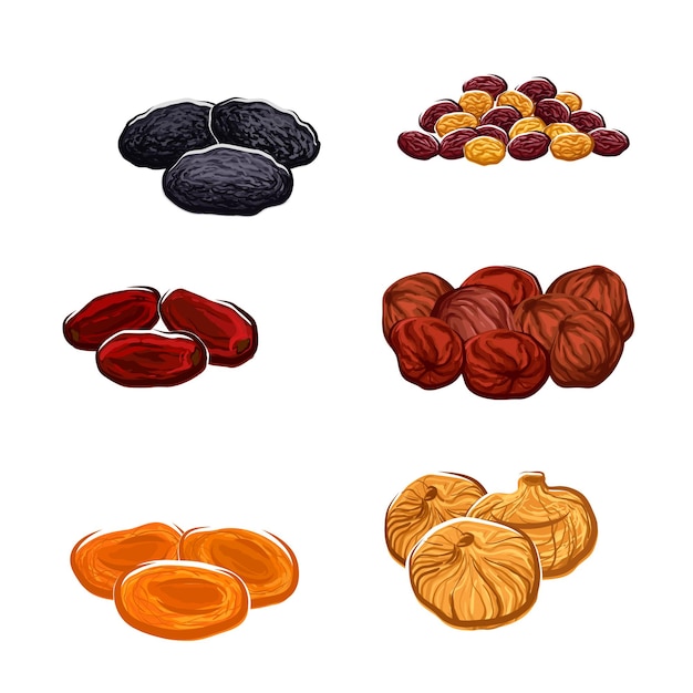 dried fruits Raisins dates and juicy exotic figs apricots plums and black prunes