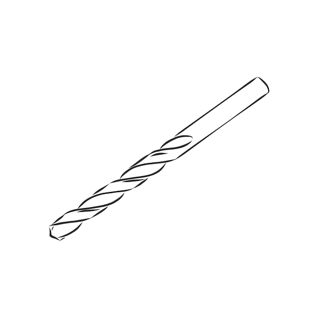 Drill bit vector sketch illustration Hand drawn sketch of a drill bit tool