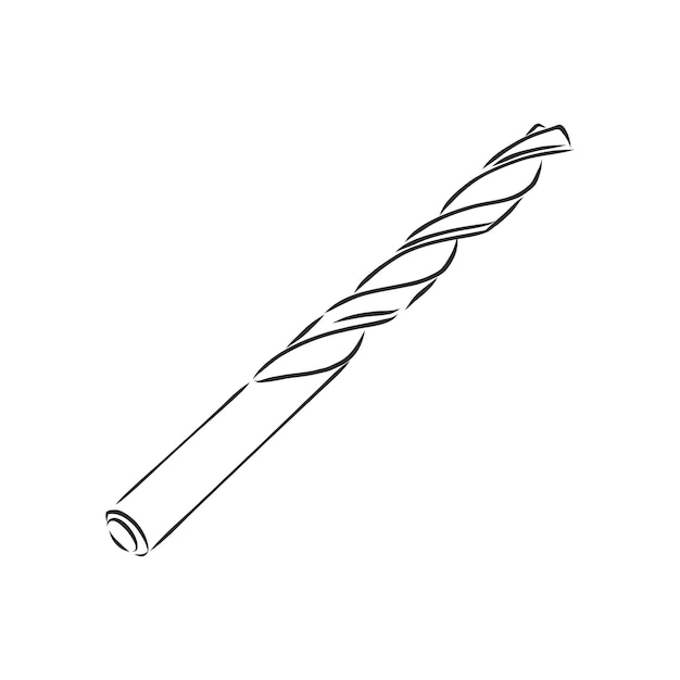 Drill bit vector sketch illustration  Hand drawn sketch of a drill bit tool