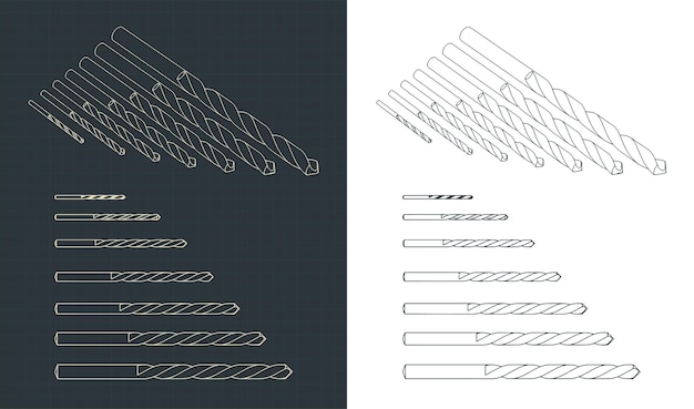 Drill Bits Drawing Set