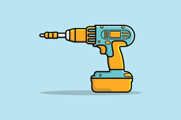 Drill with Screwdriver vector illustration. Tools object icon concept.