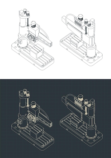 Drilling machine isometric blueprints