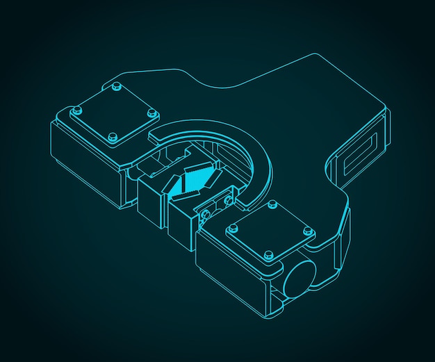 Drilling rig hydraulic clamp isometric blueprint