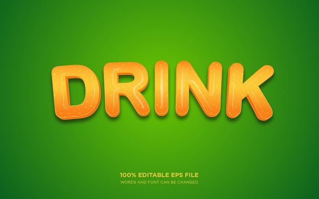 Drink 3d editable text style effect