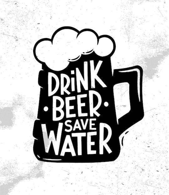 Drink Beer Save Water retro vintage logo label poster Typography design